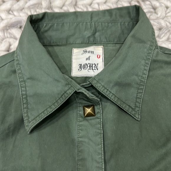 SON OF JOHN designer army style fitted shirt, snap buttons , really nice  fit . - Picture 3 of 6